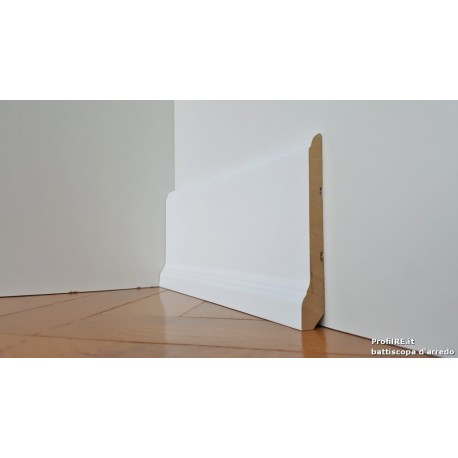 battiscopa in legno alto sagomato saronno laccato bianco mm 95 spessore mm15