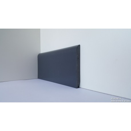 Battiscopa zoccolino impermeabile flessibile ignifugo mm 75 x mm9 pvc grigio scuro