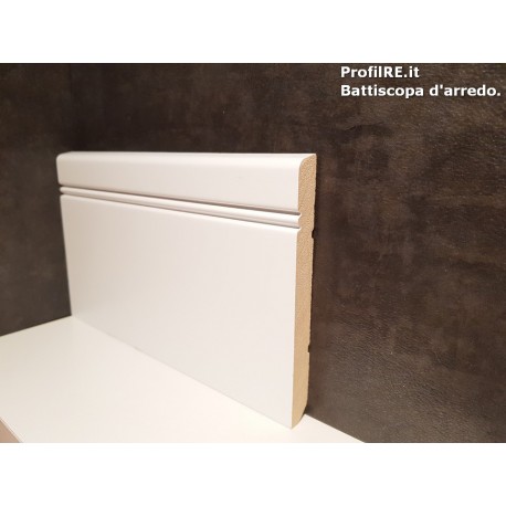 battiscopa Siena legno massello alto bianco alto 12 centimetri spessore 13 mm
