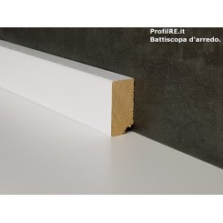 Battiscopa spessore mm 15 di cm 3 legno bordo quadro verniciato bianco