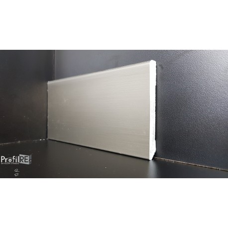 Battiscopa zoccolino impermeabile cm 8 x 1 bordo quadro effetto alluminio inox titanio (1)