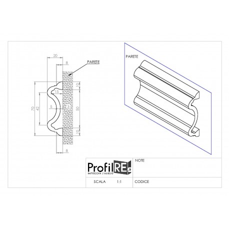 Profilo bianco mezzo muro 7 cm pra70 extra resistente tecnico