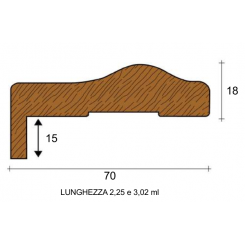 coprifilo mostrina saoma barocca 7 centimentri barocco legno grezzo