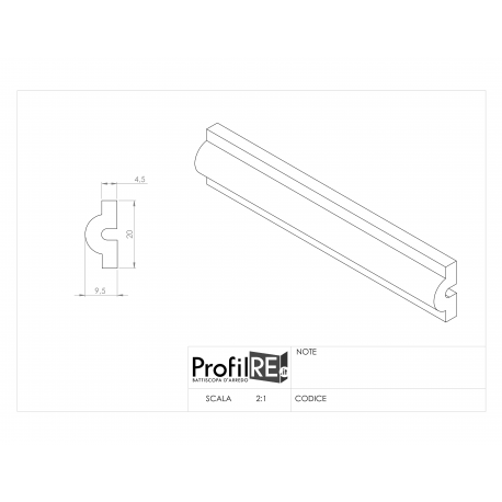 Profilo verticale boiserie con pannelli mm 20