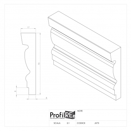 Profilo muro e parete bianco boiserie extra resistente pronto all'uso prjx73