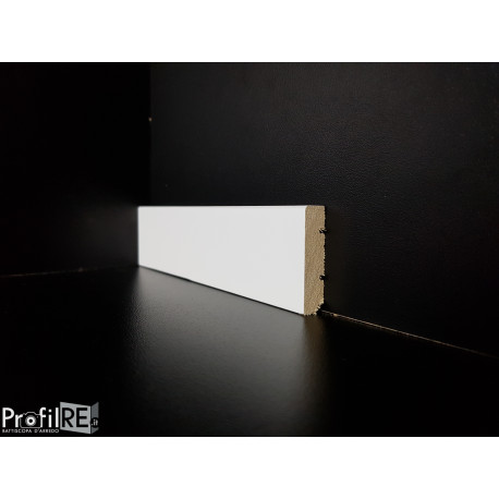 Battiscopa basso bianco moderno 4 cm in legno massello spessore mm 10