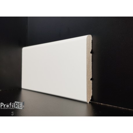 battiscopa bianco laminato ral 9001 in legno bordo tondo 7 cm spessore 12 mm