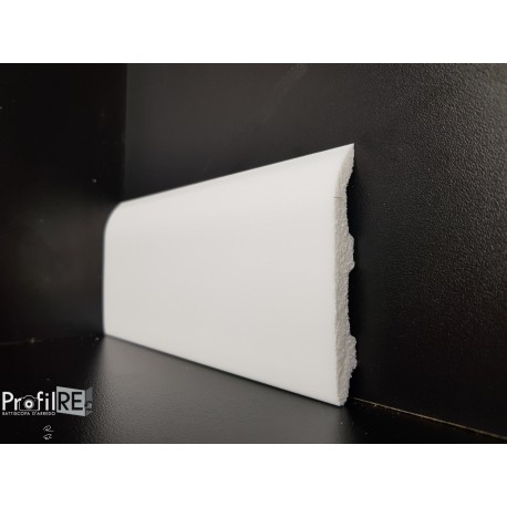 Battiscopa bianco polimero mm 75 spessore mm 9 pronto all'uso o verniciabile