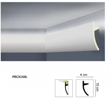 Profilo cornice porta led per soffitto di poliuretano cm 15
