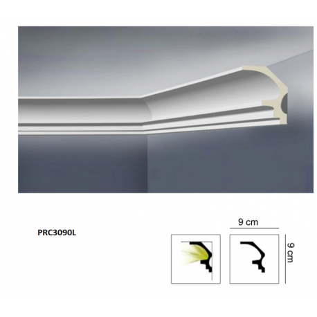 Profilo cornice porta led per soffitto di poliuretano cm 9