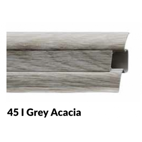 Battiscopa canalina passafilo passacavi mm 55 con Rovere Grigio fumè Acacia