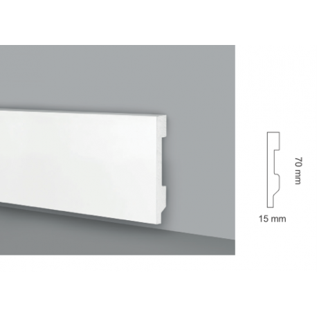 Battiscopa impermeabile pronto all'uso alto cm 7 colore bianco semi flessibile bordo quadro