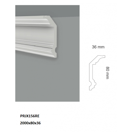 Veletta cornice soffitto sagomata in duro polimero EXTRA RESISTENTE cm 8 x mm 36