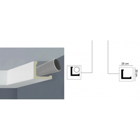 Profilo cornice copri tubo per soffitto di poliuretano cm 25 copri tubo alla vista