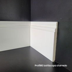 Battiscopa inglese alto 14 cm in mdf anti umidità laccato bianco ral 9016 spessore mm 12