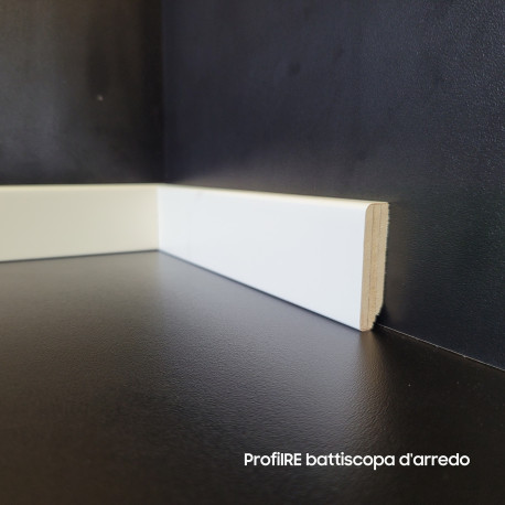 Battiscopa di 4 cm bianco ral 9010 impiallacciato vero legno moderno spessore mm 10