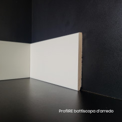 battiscopa zoccolino alto 10 centimetri in legno bianco 9010 bordo quadro