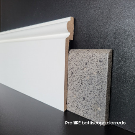 Copri zoccolo coprimarmo sagomato alto bianco di 12 cm sagoma Taranto