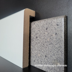 Coprizoccolo coprimarmo mdf bianco bordo semi quadro per pavimenti legno e laminati alto cm 10