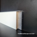 Battiscopa interno muro 6 cm in mdf bianco bordo quadro + relativa base incasso