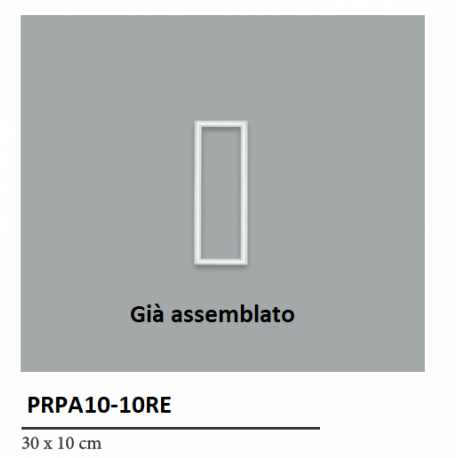 Kit boiserie già assemblato rettangolo cm 30 x cm 10 colore bianco pronta all'uso o tinteggiabile