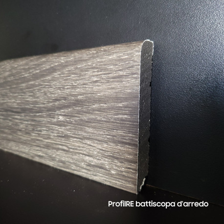 Battiscopa per pavimenti in spc vinile finitura rovere carbone