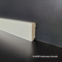 Battiscopa basso bianco ral 1013 di 3 cm bordo quadro , legno massello spessore mm 10 poro semi chiuso