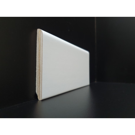 Battiscopa di 8 cm bianco ral 9003 in legno impiallacciato bordo tondo mm 10 tipo
