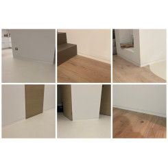 Battiscopa sottile, slim spessore mm 8 in legno massello verniciato bianco alto cm 6