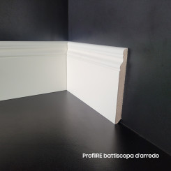 Battiscopa mdf alto 12 cm inglese verniciato bianco ral 9010 spessore mm 13