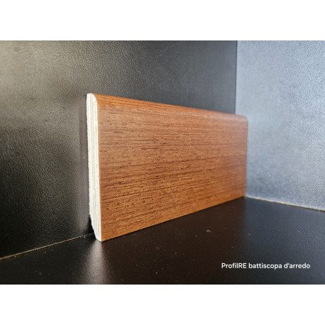 battiscopa legno Teak impiallacciato bordo tondo alto 7,5 cm spessore mm 13