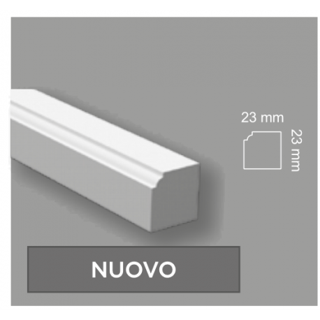Profilo battiscopa MOLTO SPESSO, impermeabile, mm 23 di battiscopa basso e molto ampio.