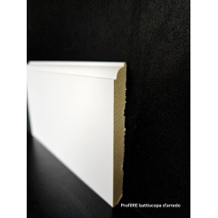 Battiscopa alto sagomato con modanatura leggera Torino anti umidità 12 cm spessore mm 12 bianco ral 9016