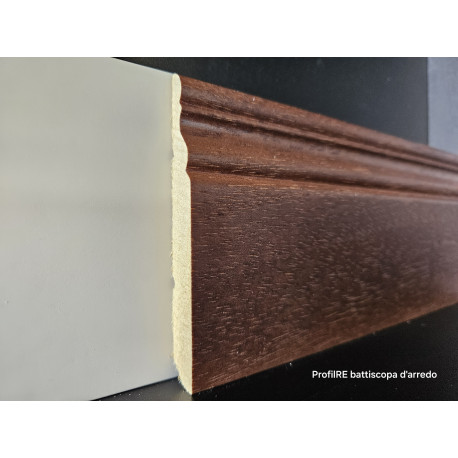 Battiscopa massello tinto noce medio sagomato ducale inglese alto 10 cm