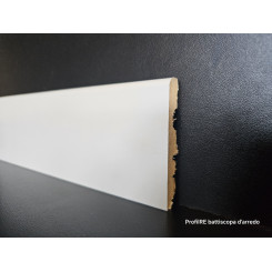 Battiscopa bianco da cm 7 in mdf spessore 1 cm bordo tondo pellicolato bianco ral 9010