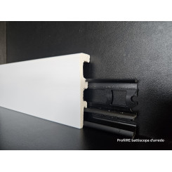 Battiscopa passafilo effetto matrix vena del legno bianco in duro polimero con guida porta cavi alto cm 8 spessore mm 20 