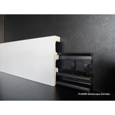 Battiscopa passafilo effetto matrix vena del legno bianco in duro polimero con guida porta cavi alto cm 8 spessore mm 20 