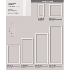 Boiserie moderna quadrata econocmica, colore bianco o da verniciare