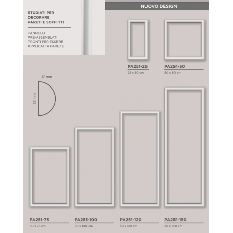 Boiserie moderna arrotondata econocmica, colore bianco o da verniciare