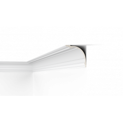 Profilo cornice angolare veletta molto grande, cm 17,5 x 17,5 bianco da verniciare, stucolina.