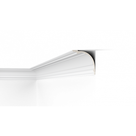 Profilo cornice angolare veletta molto grande, cm 17,5 x 17,5 bianco da verniciare, stucolina.