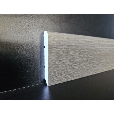 Battiscopa per pavimenti SPC in pvc espanso decoro Rovere grigio libeccio impermeabile di cm 7,5 