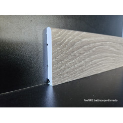 Battiscopa per pavimenti SPC in pvc espanso decoro Rovere grigio chiaro stromboli impermeabile di cm 7,5 