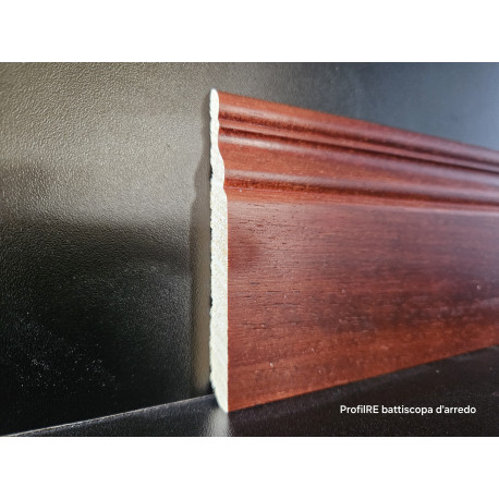 battisscopa zoccolino in legno massello tinto mogano sagomato ducale alto 10 cm