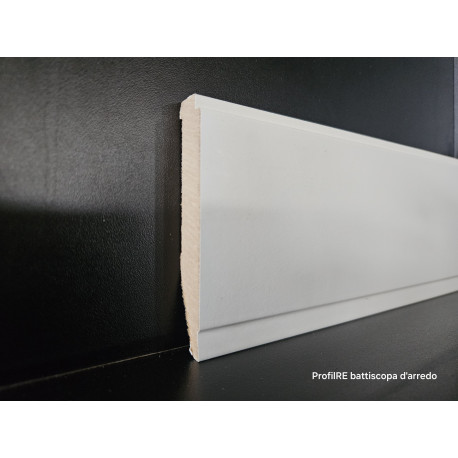 Battiscopa moderno in mdf alto cm 10 con spessore mm 16, colore bianco squadrato