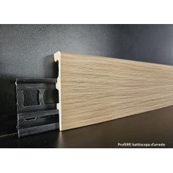 Battiscopa con canalina passafilo passacavi effetto Rovere con vena del legno altezza cm 8 spessore 2 cm