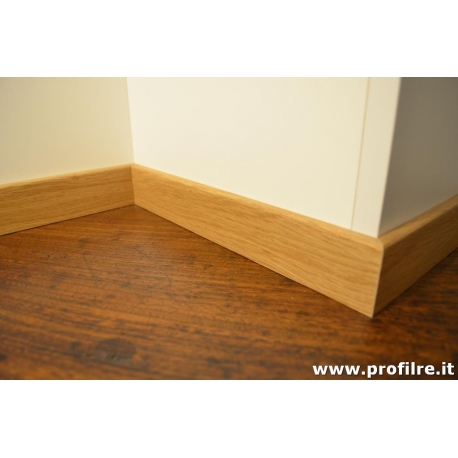 battiscopa in legno impiallacciato rovere con bordo moderno basso alto 4 cm spessore mm 13