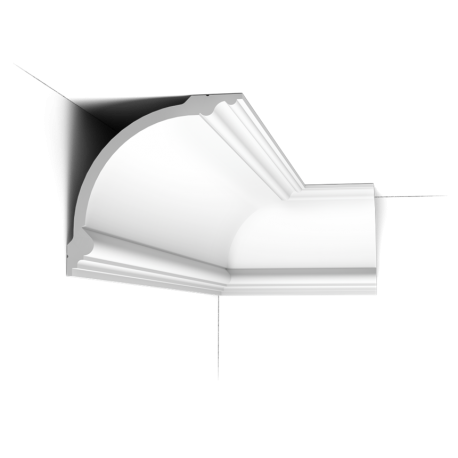 Profilo cornice angolare veletta molto grande, cm 18,2 x 18,2 bianco da verniciare diagonale cm 25,8 tecnico