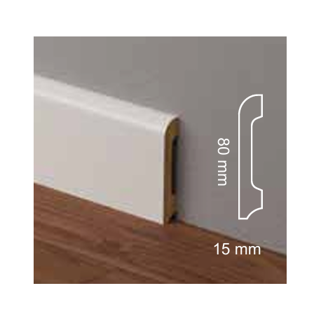 Battiscopa bianco ral 9016 bordo tondo 8 cm resistente e impermeabile sepssore mm 15
