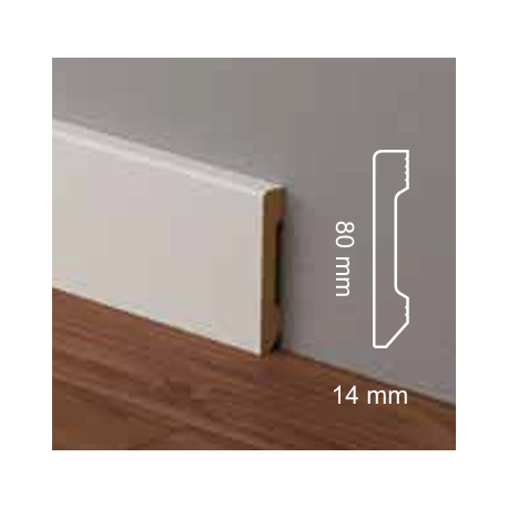 Battiscopa bianco ral 9016 bordo quadro 8 cm resistente e impermeabile sepssore mm 14